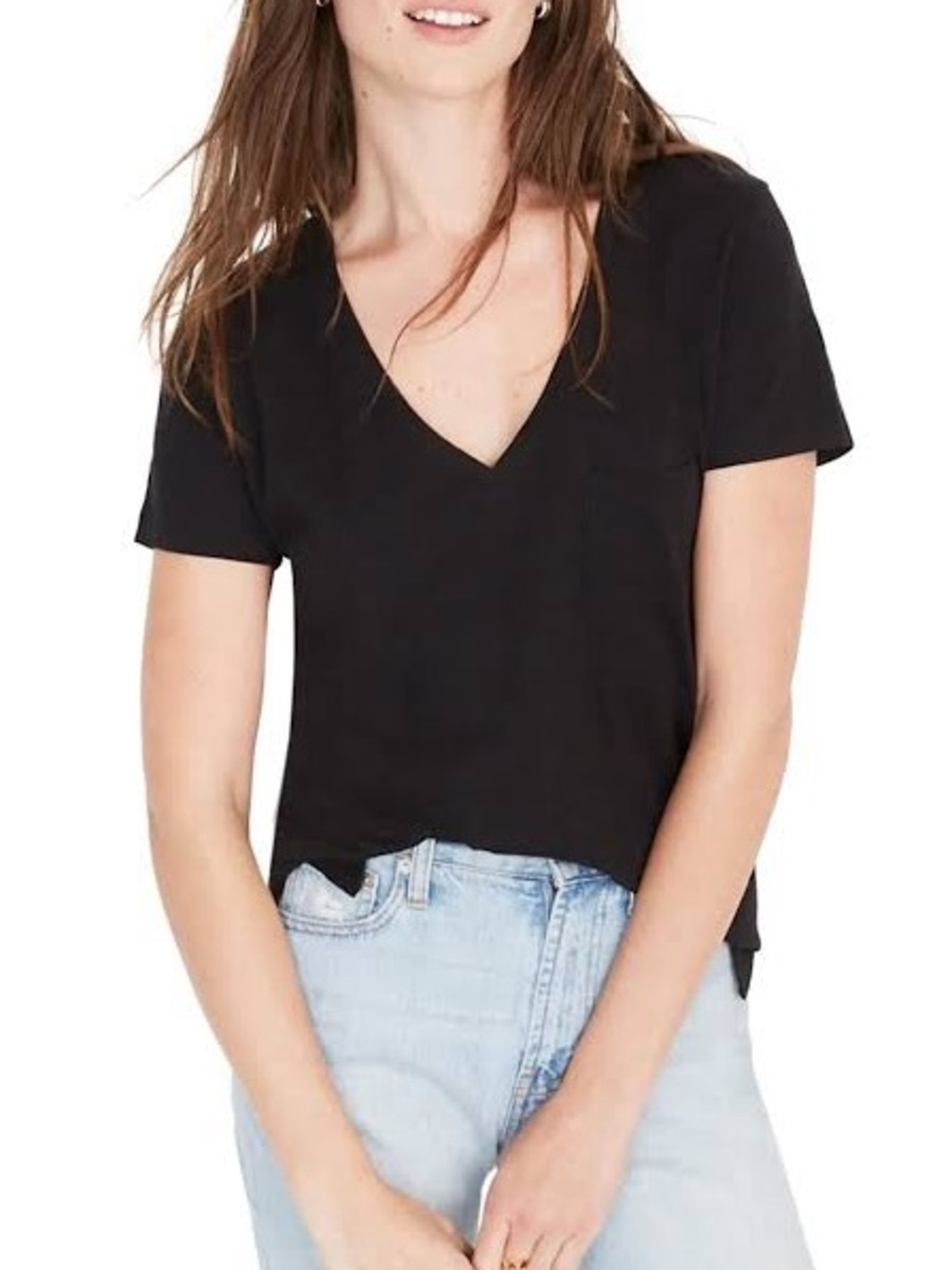 Madewell Cotton V-Neck Pocket Tee S